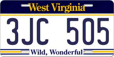 WV license plate 3JC505