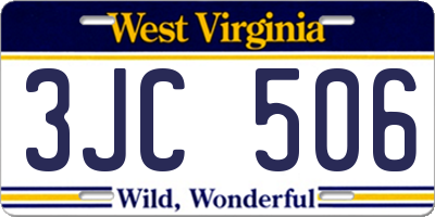 WV license plate 3JC506