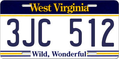 WV license plate 3JC512