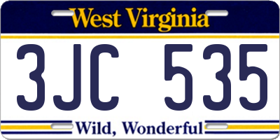 WV license plate 3JC535