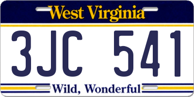 WV license plate 3JC541