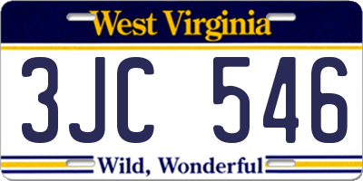 WV license plate 3JC546