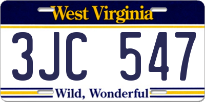 WV license plate 3JC547