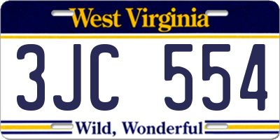 WV license plate 3JC554