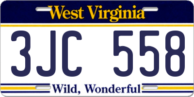 WV license plate 3JC558