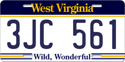 WV license plate 3JC561
