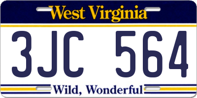 WV license plate 3JC564