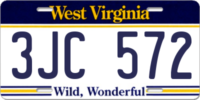 WV license plate 3JC572