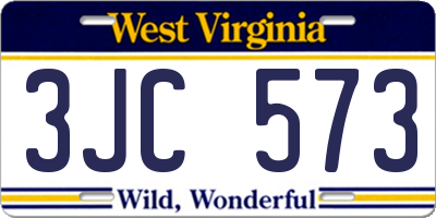 WV license plate 3JC573