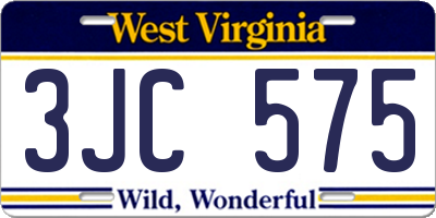 WV license plate 3JC575