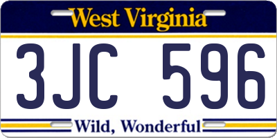 WV license plate 3JC596