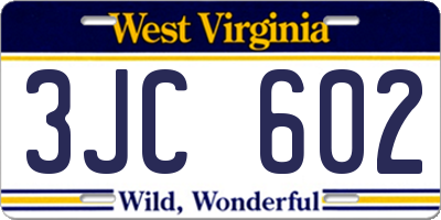 WV license plate 3JC602