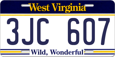 WV license plate 3JC607