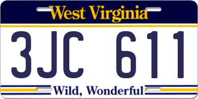 WV license plate 3JC611
