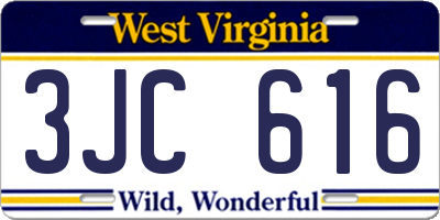 WV license plate 3JC616