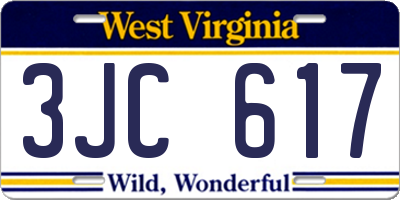 WV license plate 3JC617