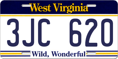 WV license plate 3JC620