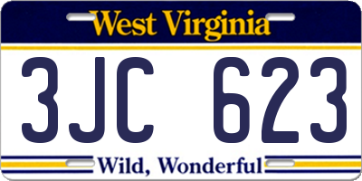 WV license plate 3JC623