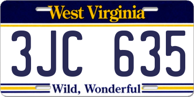 WV license plate 3JC635