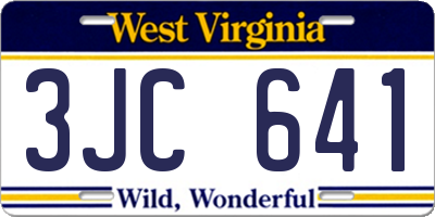WV license plate 3JC641
