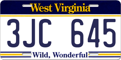 WV license plate 3JC645
