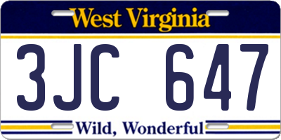 WV license plate 3JC647