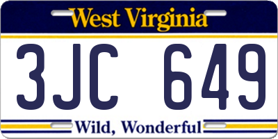 WV license plate 3JC649