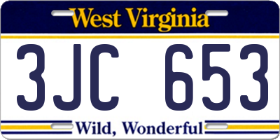 WV license plate 3JC653