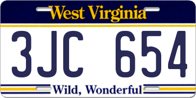 WV license plate 3JC654