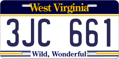 WV license plate 3JC661