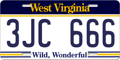 WV license plate 3JC666