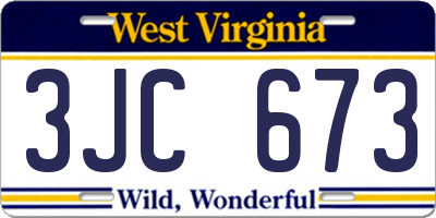 WV license plate 3JC673