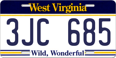 WV license plate 3JC685