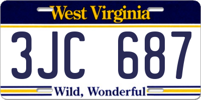 WV license plate 3JC687