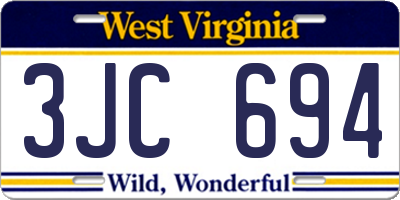 WV license plate 3JC694