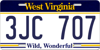 WV license plate 3JC707