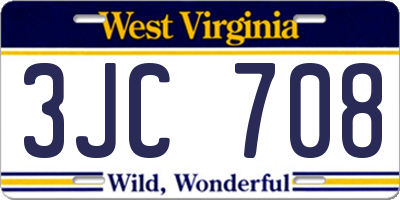 WV license plate 3JC708