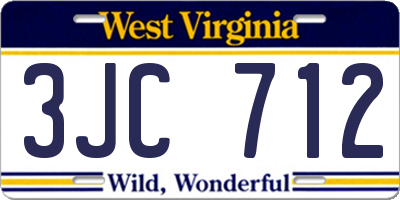 WV license plate 3JC712