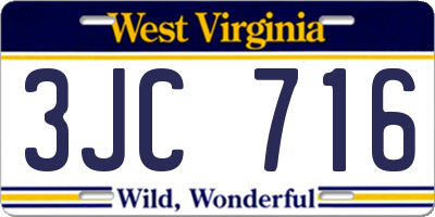 WV license plate 3JC716