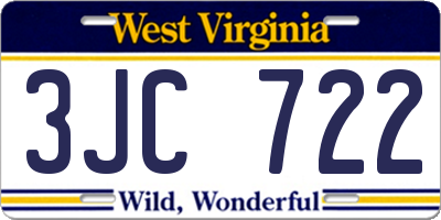WV license plate 3JC722