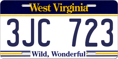 WV license plate 3JC723