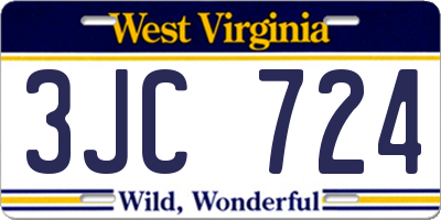 WV license plate 3JC724
