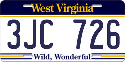 WV license plate 3JC726
