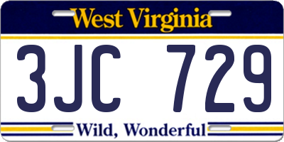 WV license plate 3JC729