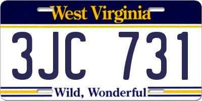 WV license plate 3JC731