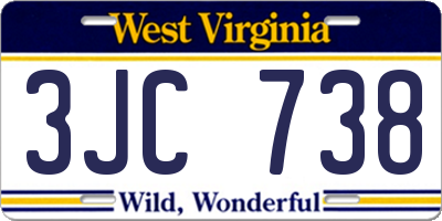 WV license plate 3JC738