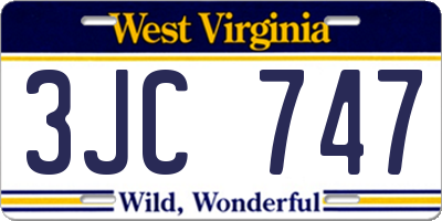 WV license plate 3JC747