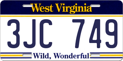 WV license plate 3JC749