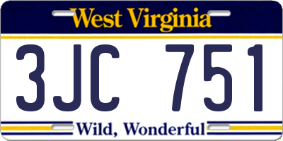 WV license plate 3JC751