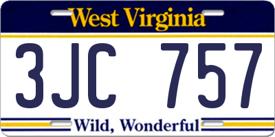 WV license plate 3JC757